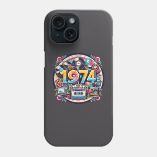 1974 Birthday Nostalgia: Vinyl records and tapes, Born in '74, 70s groovy vibes Phone Case