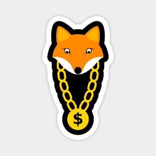 Cute Fox With Gold Chain And Dollar Symbol Magnet