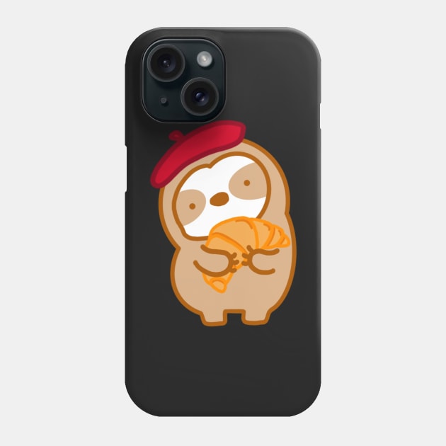 Cute Parisian Croissant Sloth Phone Case by theslothinme