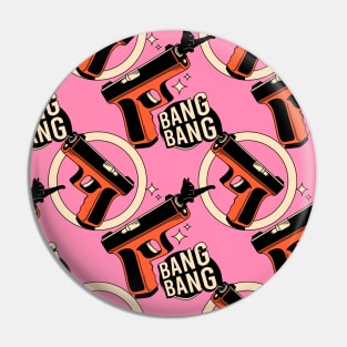 Bang Bang Black Cat Pattern in pink Pin