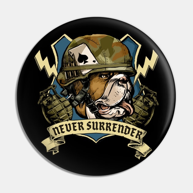 Bulldogs Never Surrender Pin by Black Tee Inc