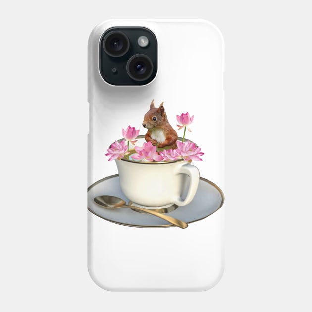 Squirrel Coffee cup Lotos Flower Phone Case by Move-Art