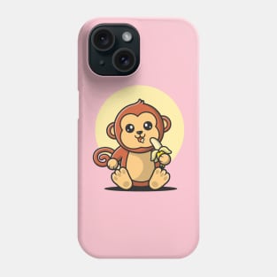 Cute Monkey Eating Banana Phone Case