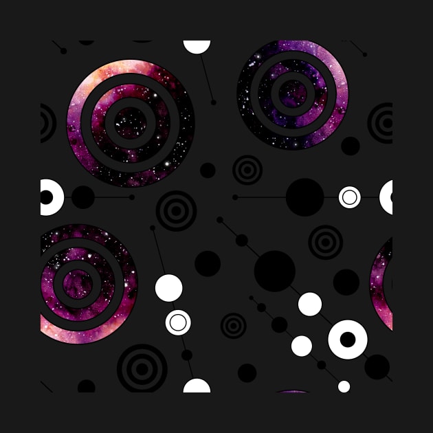 Watercolor Purple Circles and Black Lines by Cordata