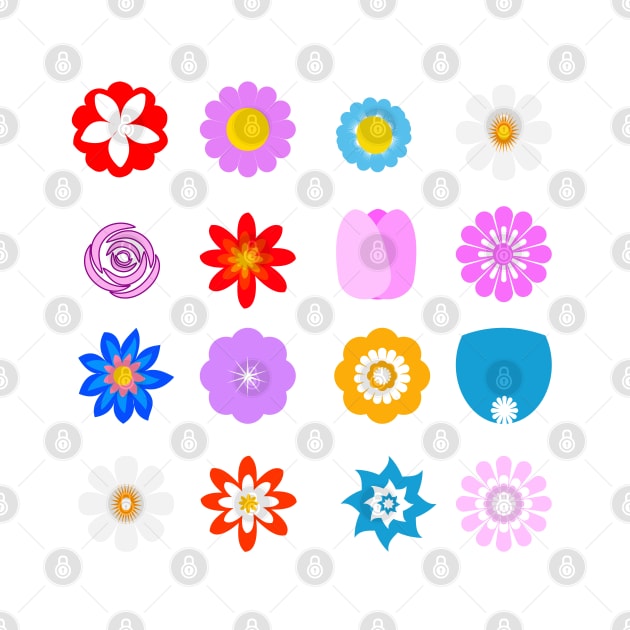 Colored flowers vector illustration for logo, icon or design element by ikshvaku