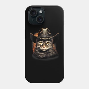 Cat Cowboy wear Hat Cowgirl Western Phone Case