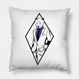 Bear in a Formal Suit Pillow