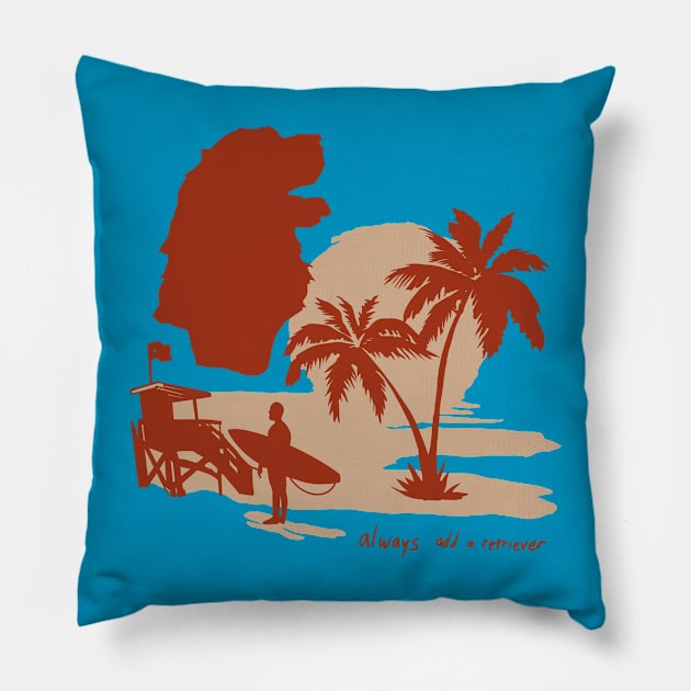 Puppy Beach Pillow by Popoffthepage