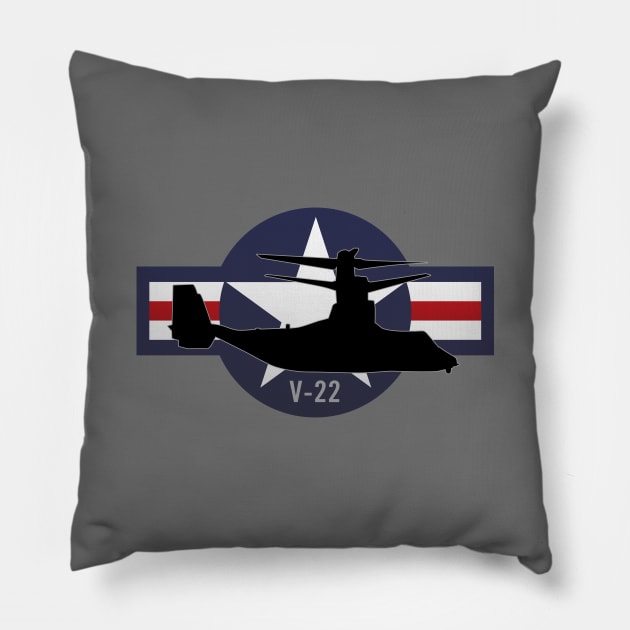 V-22 Osprey Military Airplane Pillow by hobrath