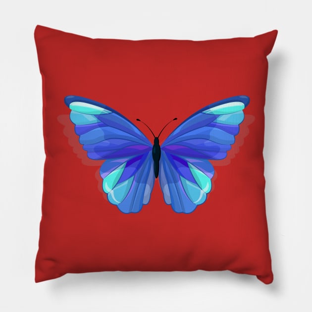 Blue Butterfly Pillow by Mako Design 