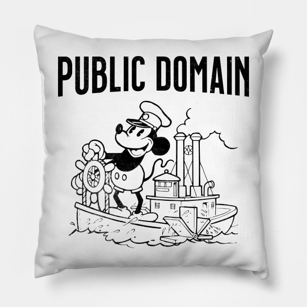 Steamboat Willie Public Domain Pillow by MEWRCH