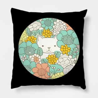 Fancy And Fine Flowered Cat Garden - Cat Flower Pillow