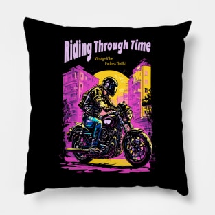 Riding Through Time: Vintage Vibe, Endless Thrills! Pillow