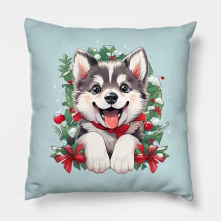 Festive Husky Pillow