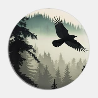 Raven in Flight Pin