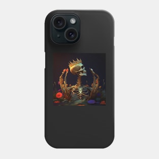 Skeleton in garden with golden crown Phone Case