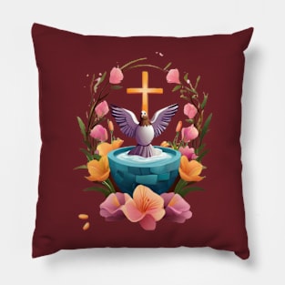 Easter Dove with a Cross / Spring Blessings Pillow