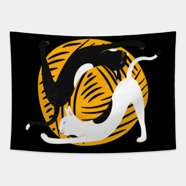 Cat Yoga Funny Yin Yang Black And White Cats Meme Cat Yoga