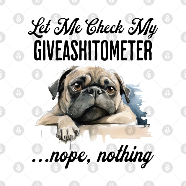 Dog Checking Its Giveashitometer funny design by Luxinda