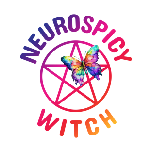 Neurospicy Witch with Rainbow Butterfly Cheeky Witch® T-Shirt