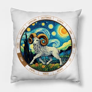 ZODIAC Aries - Astrological ARIRS - ARIRS - ZODIAC sign - Van Gogh style - 4 Pillow