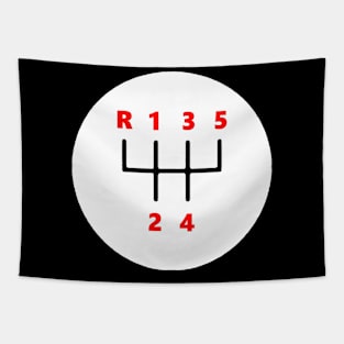 White 5 speed manual transmission shifter logo Tapestry