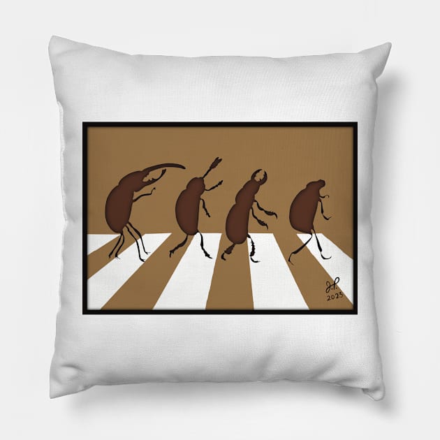 The Beetles - Minimalistic Paper Craft Digital Art Pillow by JP