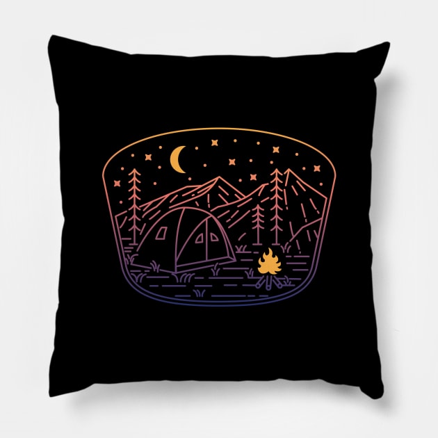 Camp Fire Line (Gradient) Pillow by quilimo