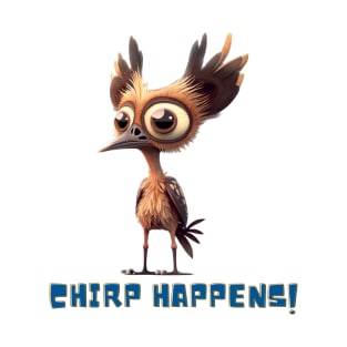 Chirp Happens Bird Design, Humorous Animal Graphic, Animal Art, Fun Gift, Quirky Design T-Shirt