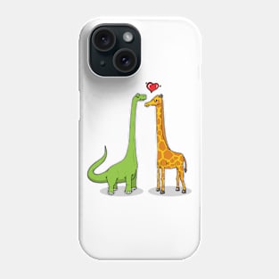 Brontosaur & giraffe in love Phone Case