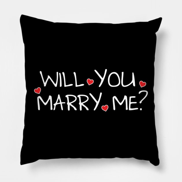 Will You Marry Me? Dark Color Shirt Proposal Pillow by Sassify