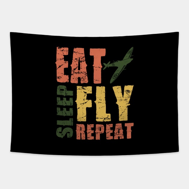 Airplane Pilot Shirts - EAT SLEEP FLY REPEAT Tapestry by Pannolinno