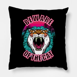 Beware of the Cat Pillow