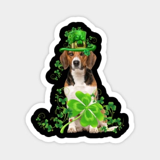 Lucky Beagle Shamrock St Patrick's Day Magnet