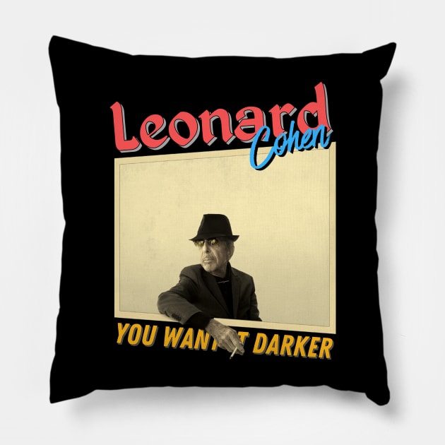 Leonard Cohen Vintage 1934 // You Want It Darker Original Fan Design Artwork Pillow by A Design for Life