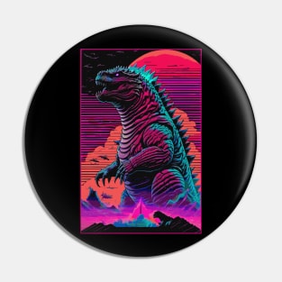 Synthwave Godzilla Pin