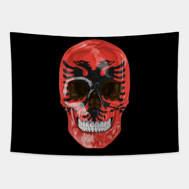 Albania Flag Skull - Gift for Albanian With Roots From Albania Tapestry by Country Flags