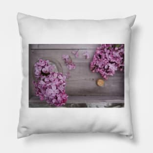 Fragrant purple Lilacs in a vase. Pillow