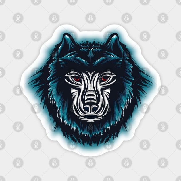 Wolf Head Mascot Style Magnet by Mako Design 