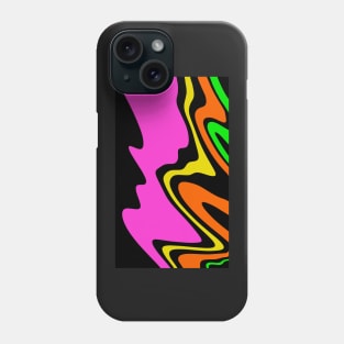 Abstract pattern in black, pink, orange, yellow and green. Flowing colors. Phone Case