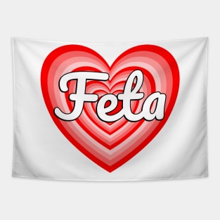 I Love Feta Cheese Heart Funny Feta Cheese Lover Foodie Meme Tapestry