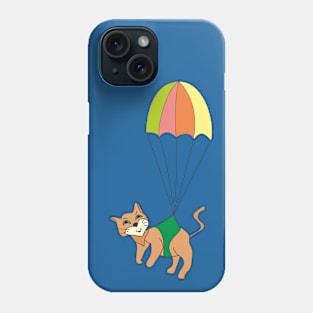 Cat on a parachute Phone Case