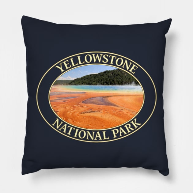 Grand Prismatic Spring at Yellowstone National Park in Wyoming Pillow by GentleSeas