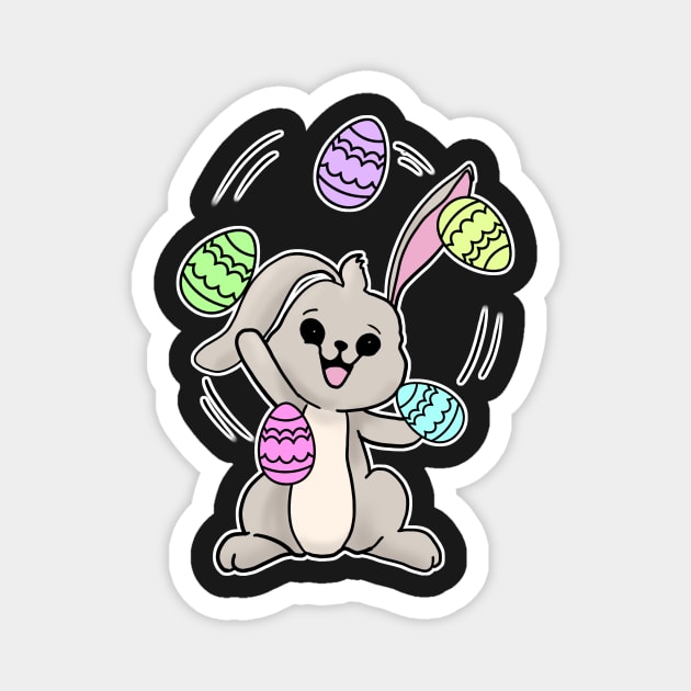 Rabbit juggling eggs happy easter 2021 egg hunt Magnet by Mesyo