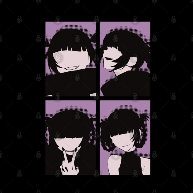 Call of the Night Anime Characters Nazuna Nanakusa Faceless in Cool 4 Panels Pop Art Style by Animangapoi