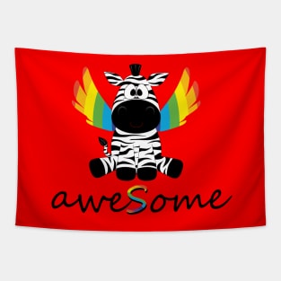 Mythical Awesome Rainbow Zebra Tapestry