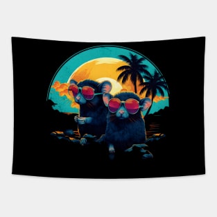 Retro Wave Grey Mice Tapestry