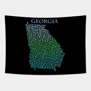 Georgia State Outline Maze & Labyrinth Tapestry