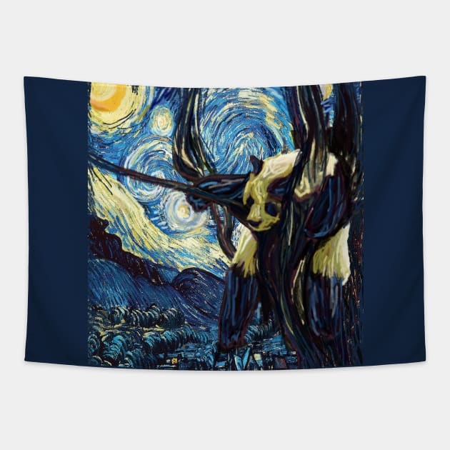 Panda starry night Tapestry by Olgakunz