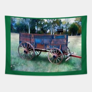 Old Western Wagon Tapestry